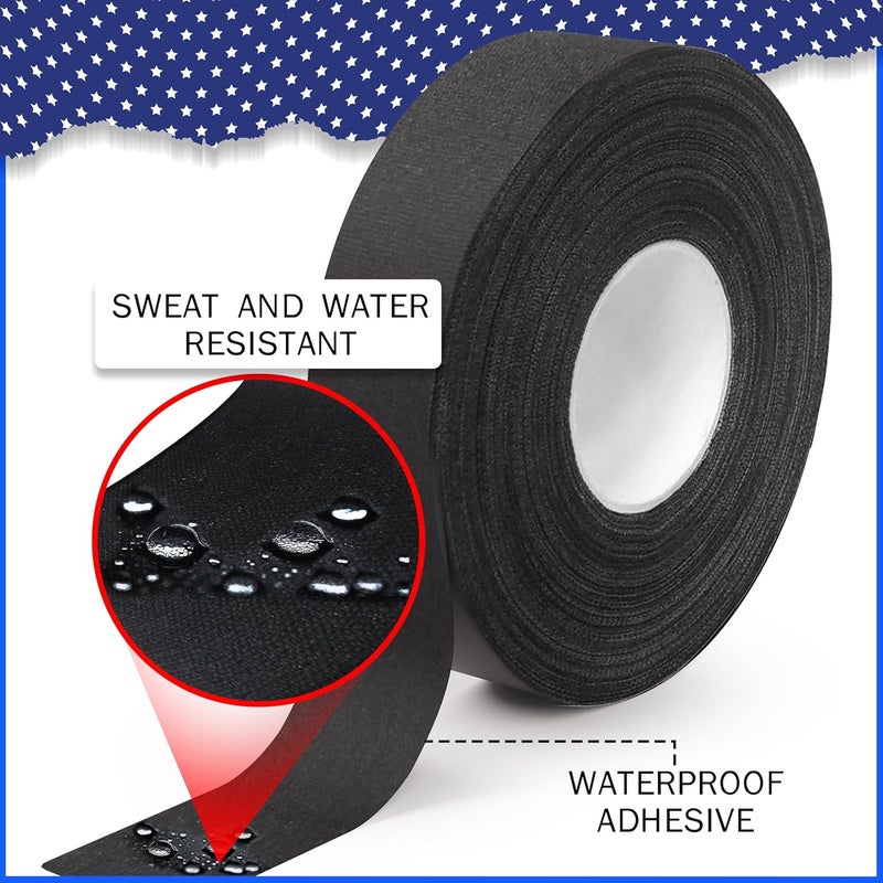 Dexam Hockey Tape Black Grip Tape 2 Roll Athletic Sports Tape 1inch Multipurpose Cloth Tape for Lacrosse Stick Handles Pullup Bars Tools Fingers Water-Resistan Protect from Scratches Smudges - Image 4